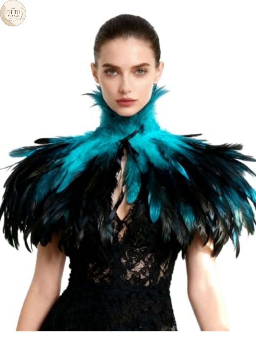Real Feather Shrug Cape Lace Shawl Collar Gothic Vintage Costume